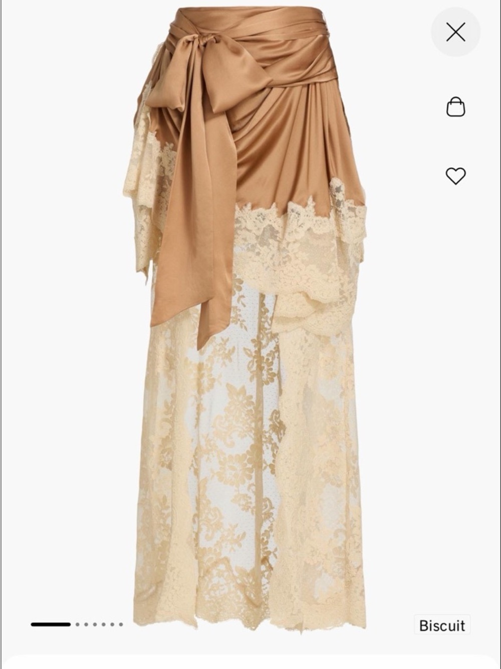 ZIMMERMANN Lace Overlay Maxi Skirt with Draped Bow - Biscuit